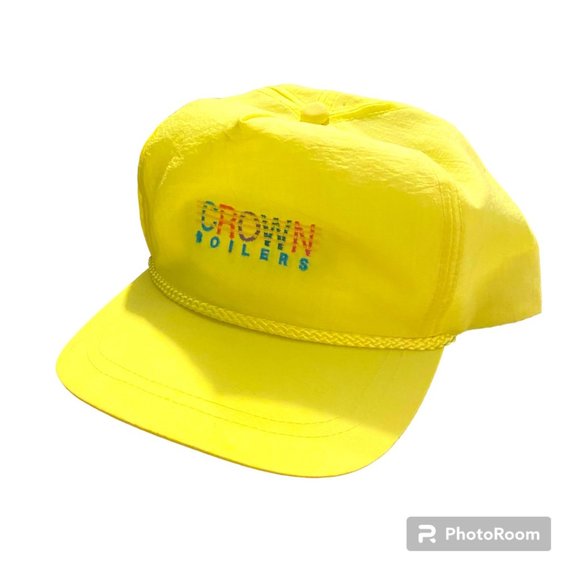 Vintage Neon Yellow‎ Trucker Snapback Hat Crown Boilers Spellout - Picture 1 of 8